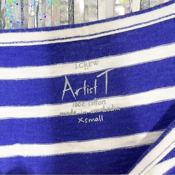 J Crew Artist T Blue White Stripe Boatneck Blouse XS - Picture 5 of 5